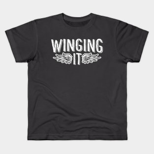 Airplane Pilot T-Shirt Winging It Airplane Flying Pun Kids T-Shirt